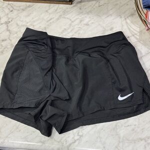 Nike Women's Black Athletic Shorts with White Logo XL